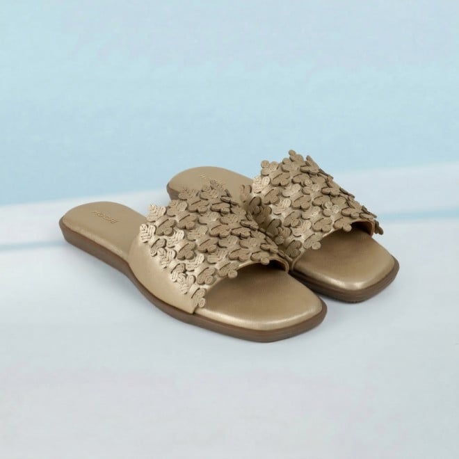 Mochi Women Gold Casual Slip Ons