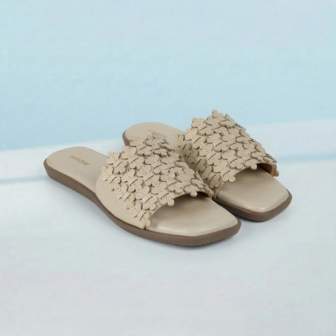 Mochi Women Beige Casual Slip Ons