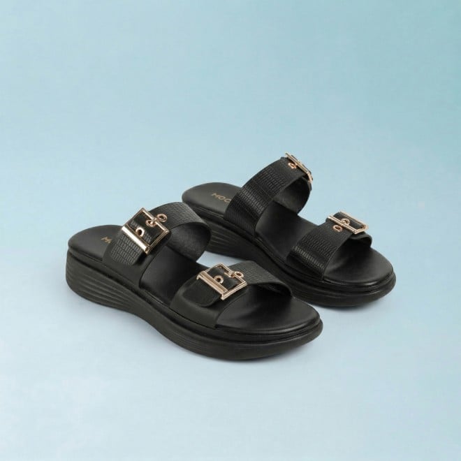 Mochi Women Black Casual Slip Ons