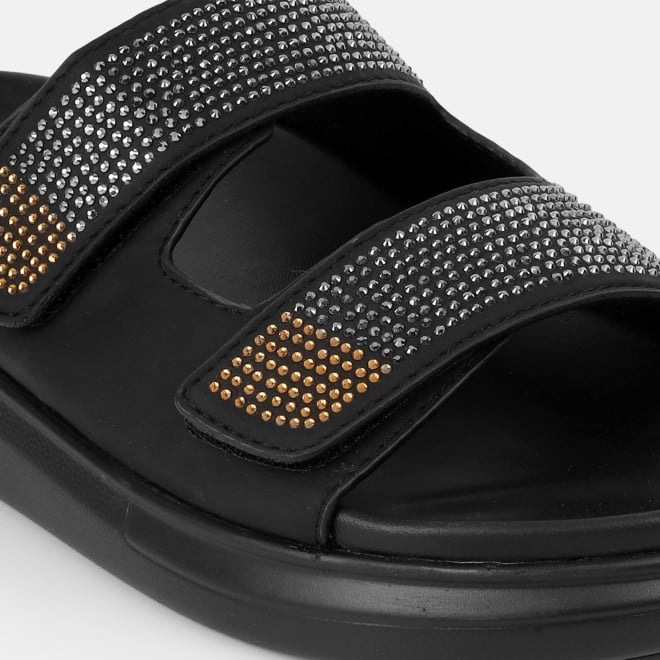 Mochi Women Black Casual Slip Ons (SKU: 41-484-11-36)