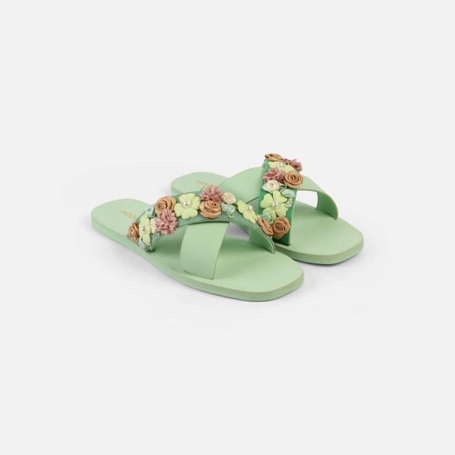 Mochi Women Green Casual Slip Ons (SKU: 41-486-21-36)