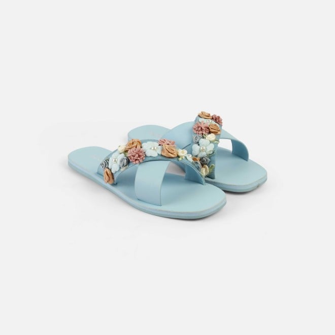 Mochi Women Blue Casual Slip Ons (SKU: 41-486-45-36)