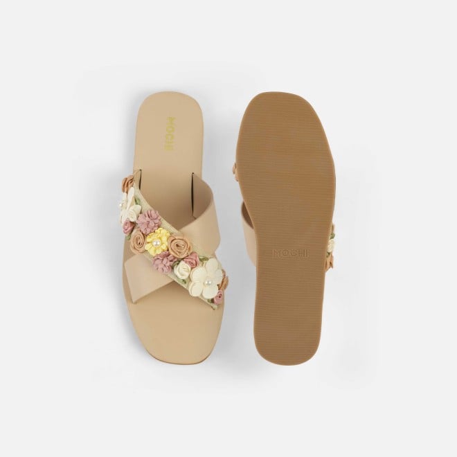 Mochi Women Beige Casual Slip Ons (SKU: 41-486-20-36)