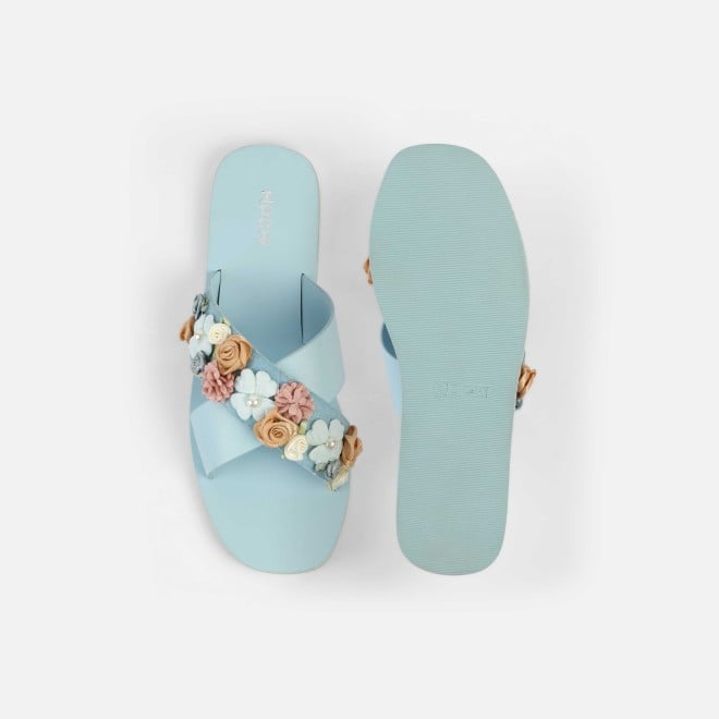 Mochi Women Blue Casual Slip Ons (SKU: 41-486-45-36)
