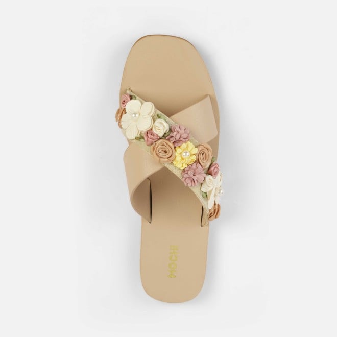 Mochi Women Beige Casual Slip Ons (SKU: 41-486-20-36)
