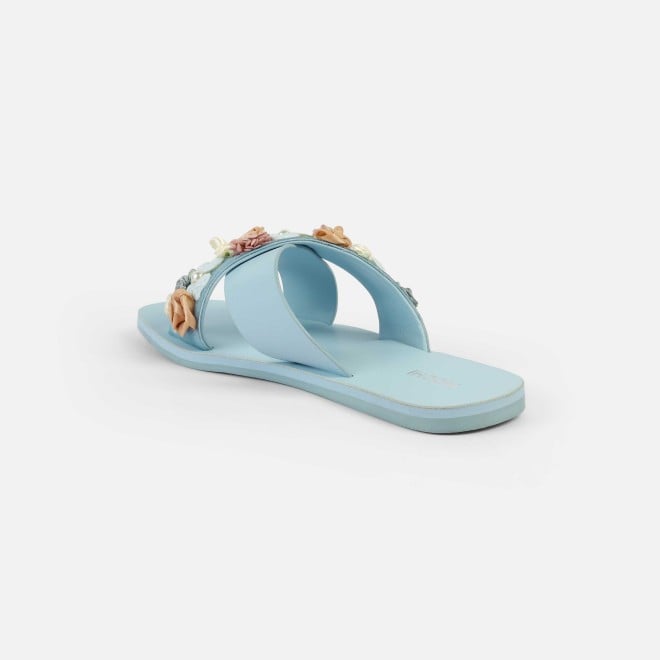 Mochi Women Blue Casual Slip Ons (SKU: 41-486-45-36)