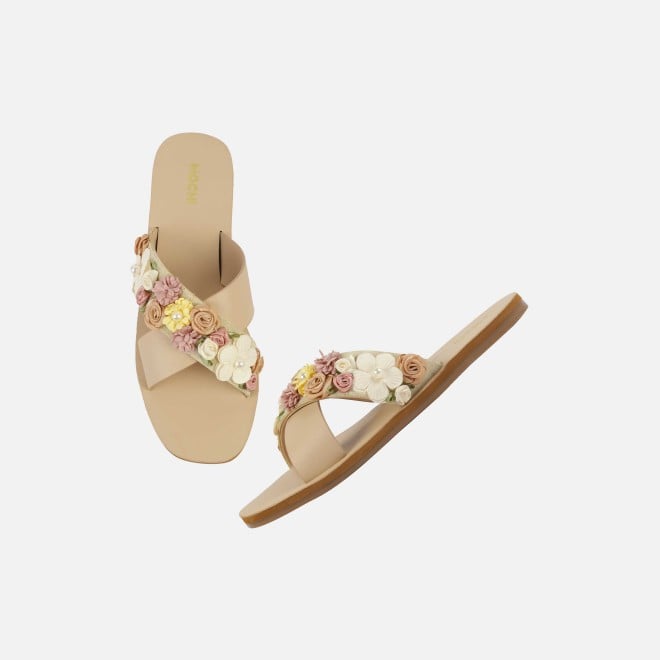 Mochi Women Beige Casual Slip Ons (SKU: 41-486-20-36)