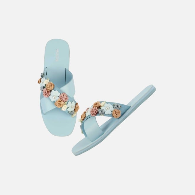 Mochi Women Blue Casual Slip Ons (SKU: 41-486-45-36)