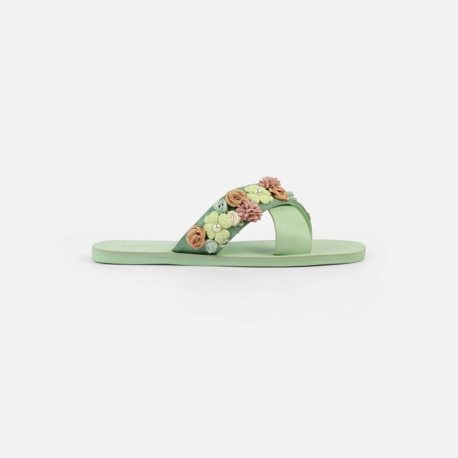 Mochi Women Green Casual Slip Ons (SKU: 41-486L-21-42)