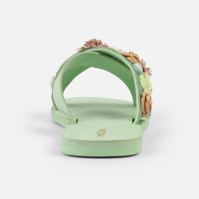 Mochi Women Green Casual Slip Ons (SKU: 41-486L-21-42)