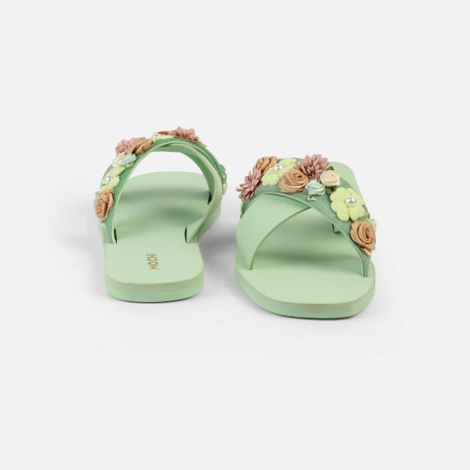 Mochi Women Green Casual Slip Ons (SKU: 41-486L-21-42)