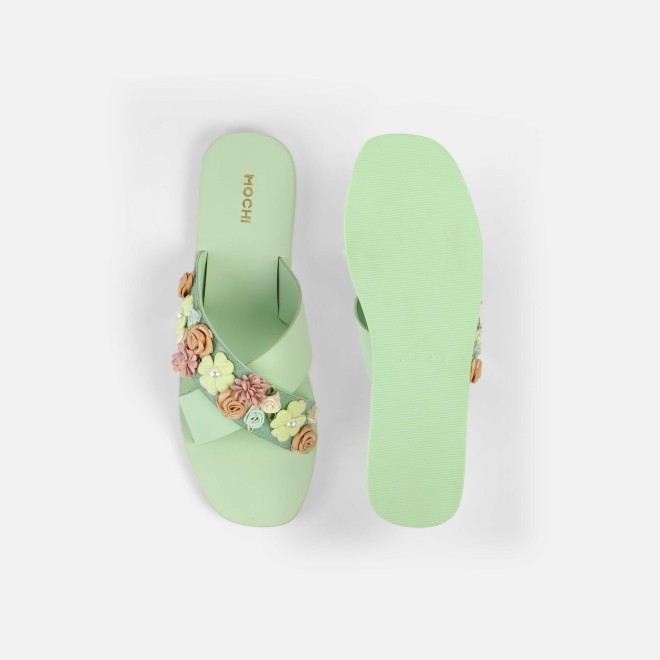 Mochi Women Green Casual Slip Ons (SKU: 41-486L-21-42)