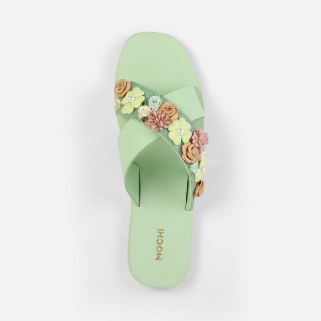 Mochi Women Green Casual Slip Ons (SKU: 41-486L-21-42)