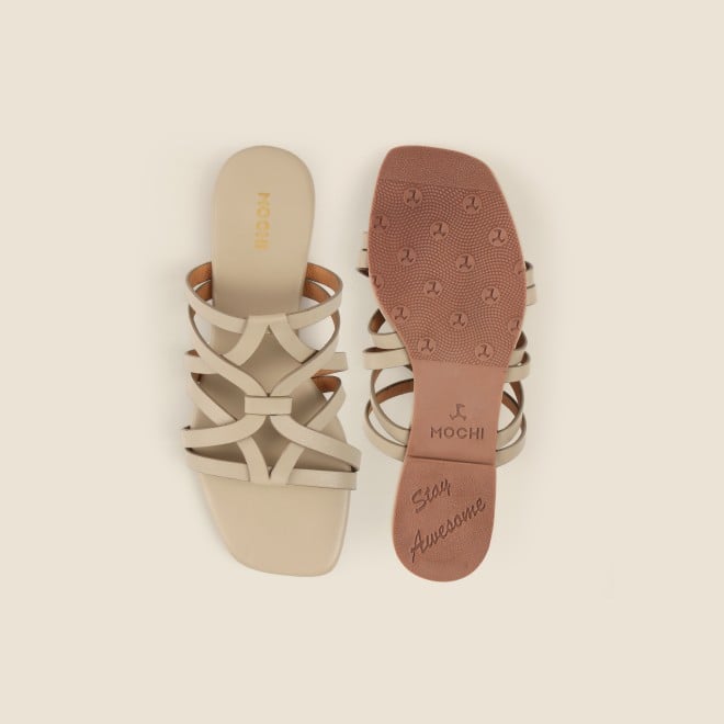Mochi Women Beige Casual Slip Ons (SKU: 41-489-20-36)