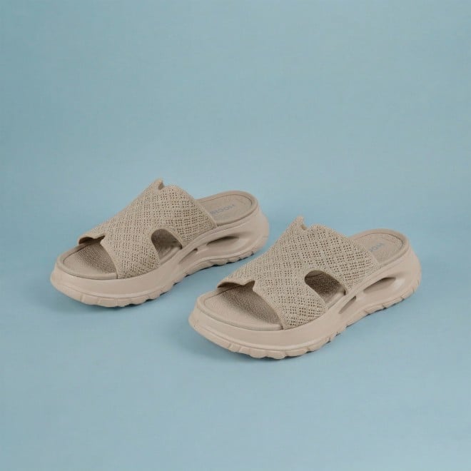 Mochi Women Beige Casual Slip Ons