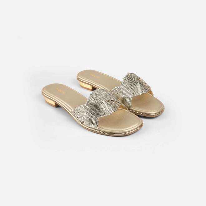 Mochi Women Gold Casual Slip Ons (SKU: 41-493-15-36)