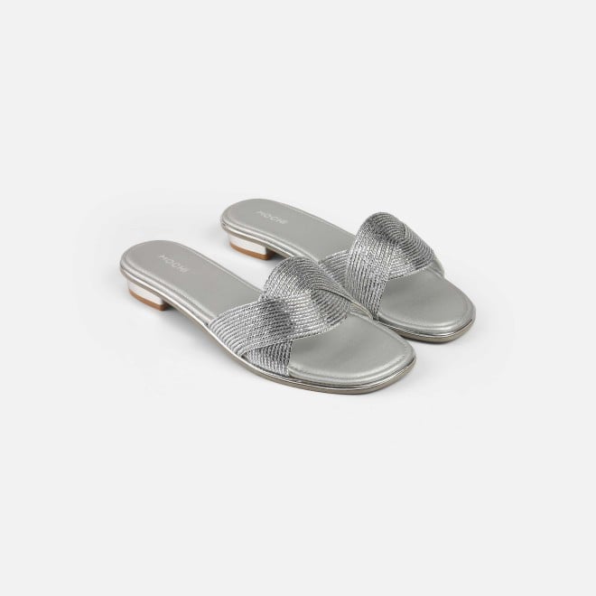 Mochi Women Silver Casual Slip Ons (SKU: 41-493-27-36)