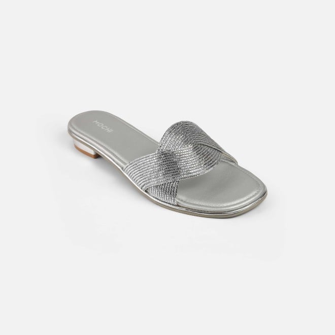 Mochi Women Silver Casual Slip Ons (SKU: 41-493-27-36)
