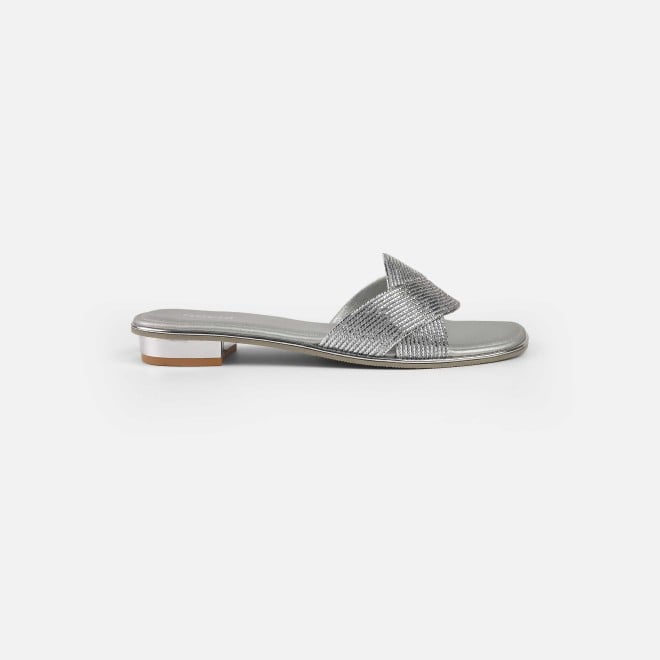 Mochi Women Silver Casual Slip Ons (SKU: 41-493-27-36)