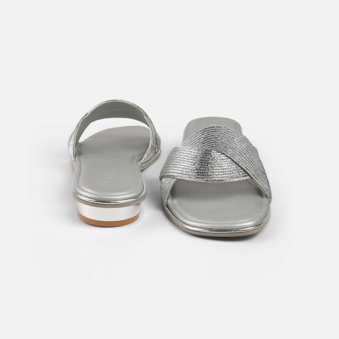 Mochi Women Silver Casual Slip Ons (SKU: 41-493-27-36)