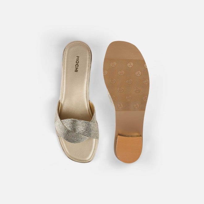 Mochi Women Gold Casual Slip Ons (SKU: 41-493-15-36)