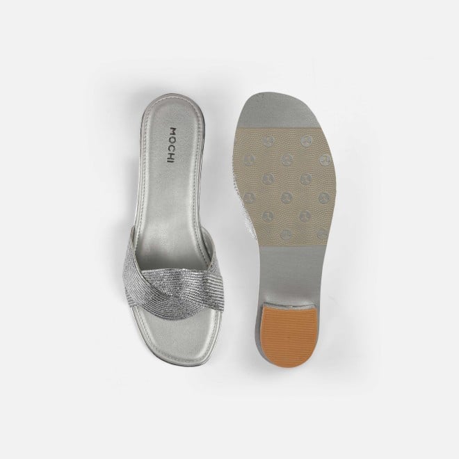 Mochi Women Silver Casual Slip Ons (SKU: 41-493-27-36)