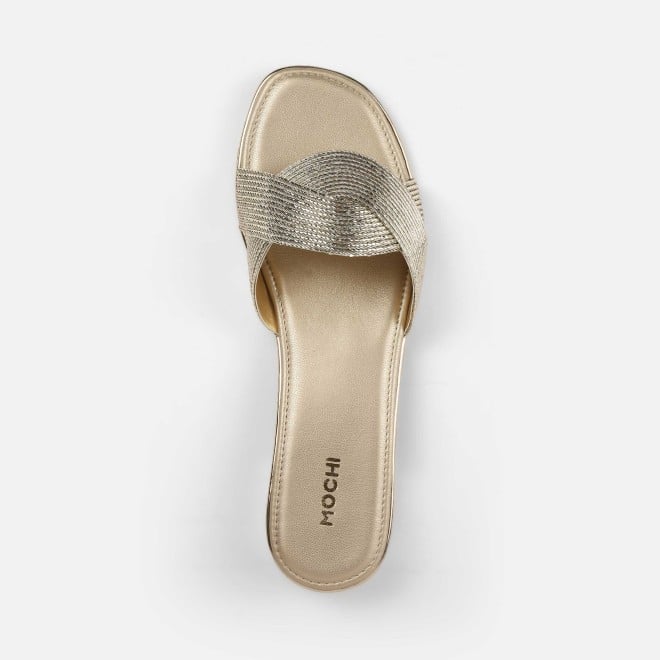 Mochi Women Gold Casual Slip Ons (SKU: 41-493-15-36)