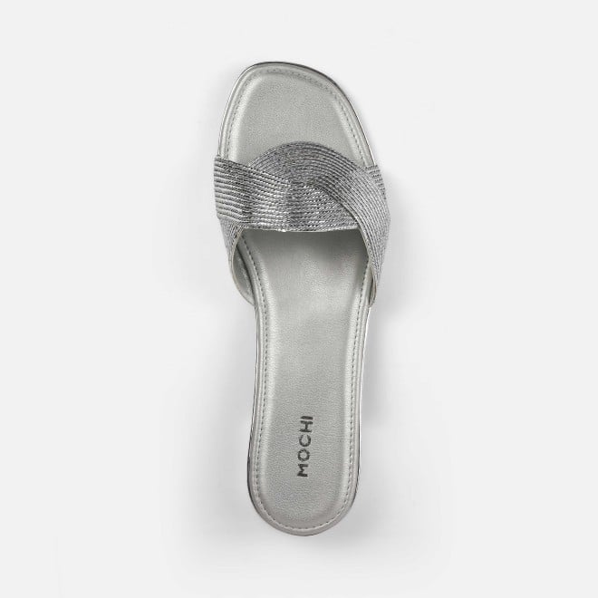 Mochi Women Silver Casual Slip Ons (SKU: 41-493-27-36)