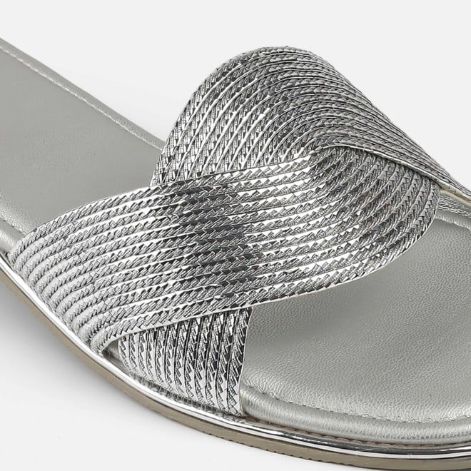 Mochi Women Silver Casual Slip Ons (SKU: 41-493-27-36)