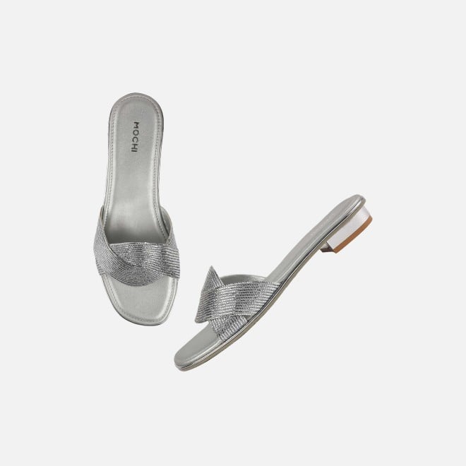 Mochi Women Silver Casual Slip Ons (SKU: 41-493-27-36)