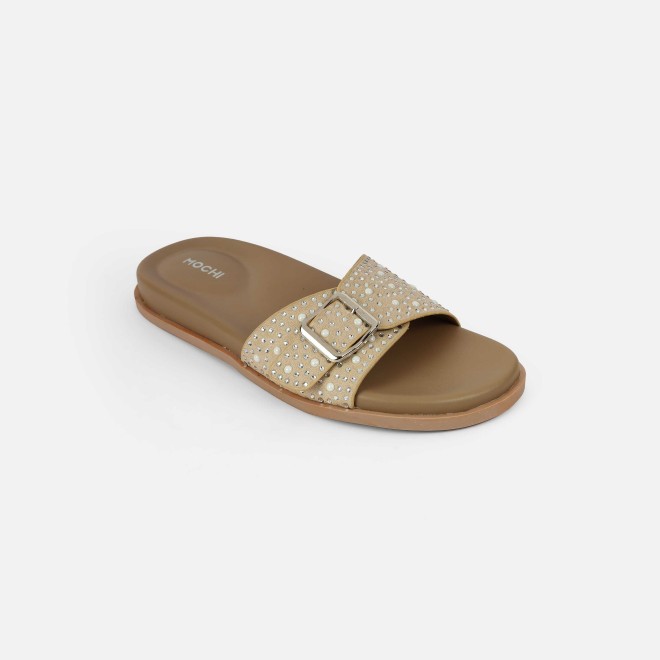Mochi Women Beige Casual Slip Ons (SKU: 41-505-20-36)