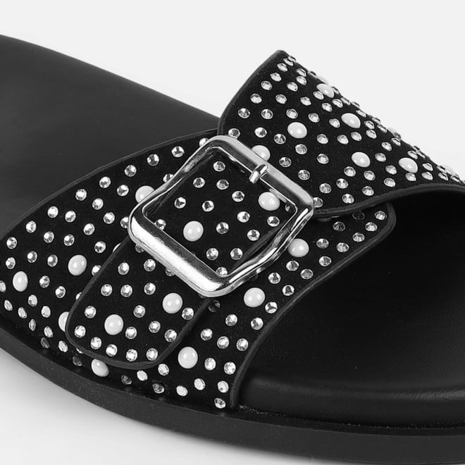 Mochi Women Black Casual Slip Ons (SKU: 41-505-11-36)