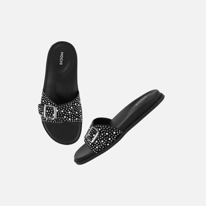 Mochi Women Black Casual Slip Ons (SKU: 41-505-11-36)