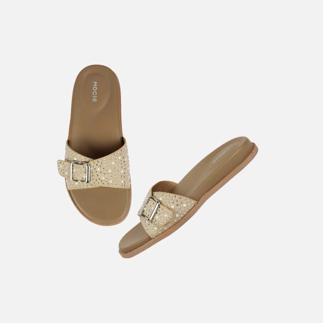 Mochi Women Beige Casual Slip Ons (SKU: 41-505-20-36)