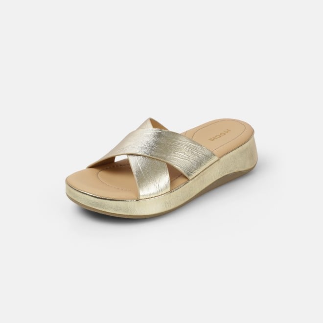 Mochi Women Gold Casual Slip Ons (SKU: 41-521-15-36)