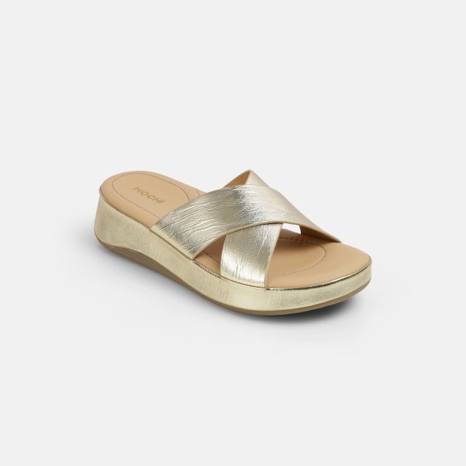 Mochi Women Gold Casual Slip Ons (SKU: 41-521-15-36)