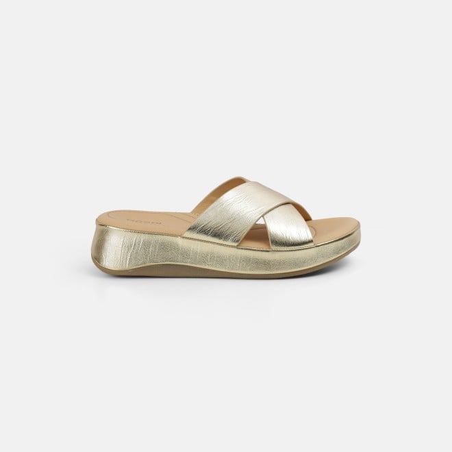 Mochi Women Gold Casual Slip Ons (SKU: 41-521-15-36)