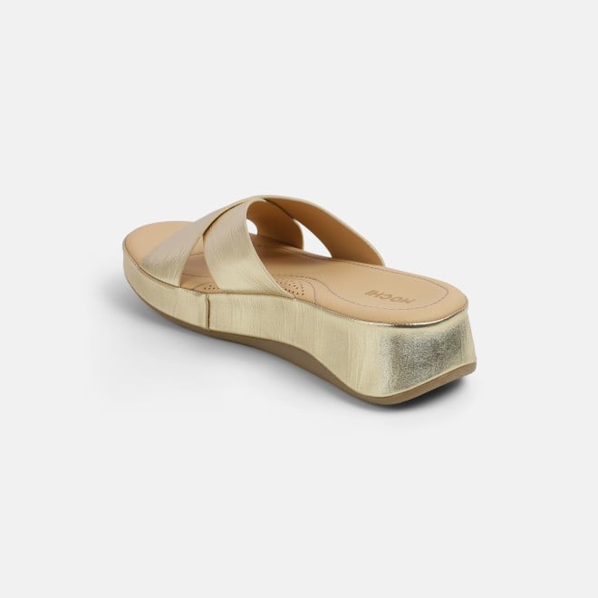 Mochi Women Gold Casual Slip Ons (SKU: 41-521-15-36)