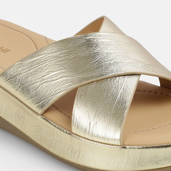 Mochi Women Gold Casual Slip Ons (SKU: 41-521-15-36)