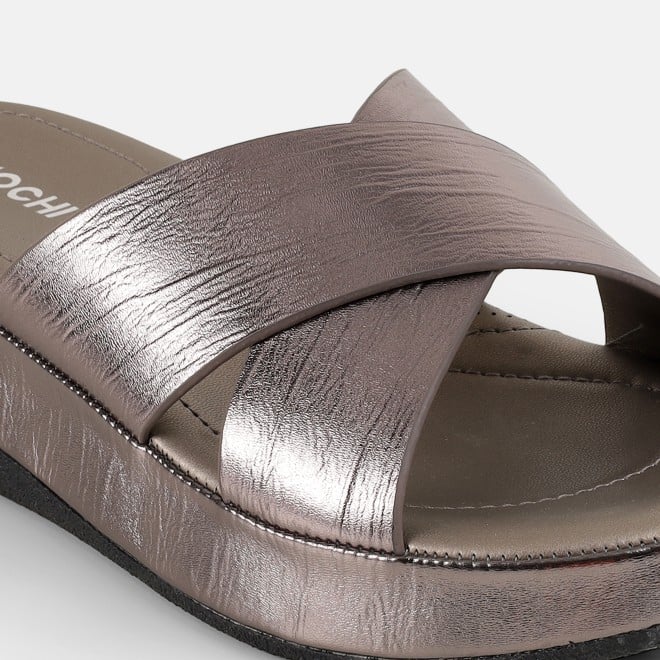 Mochi Women Gun-metal Casual Slip Ons (SKU: 41-521-29-36)