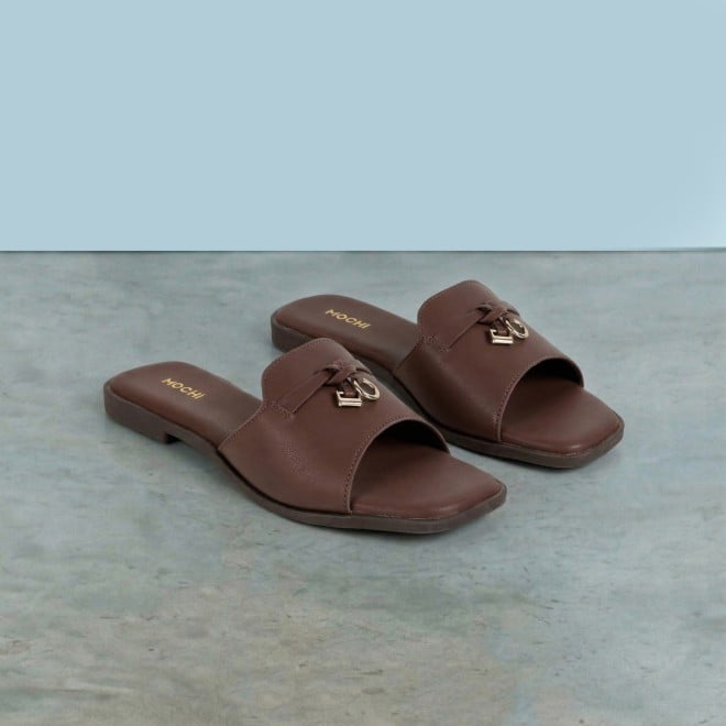 Mochi Women Brown Casual Slip Ons