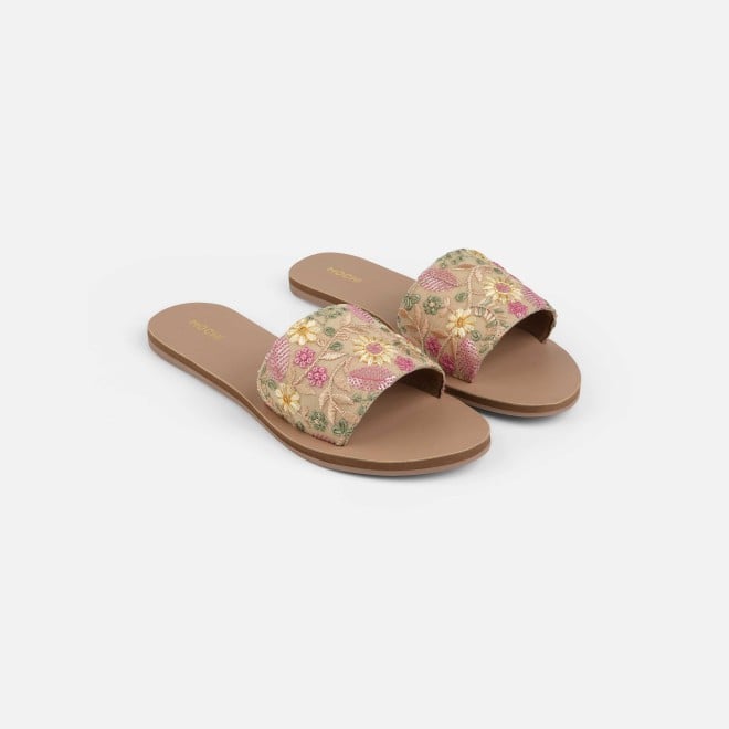 Mochi Women Beige Casual Slippers (SKU: 41-533-20-36)