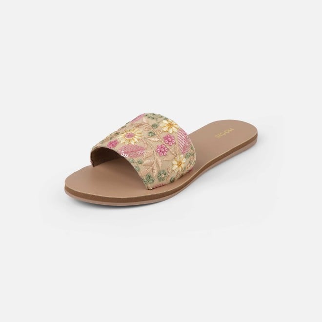Mochi Women Beige Casual Slippers (SKU: 41-533-20-36)