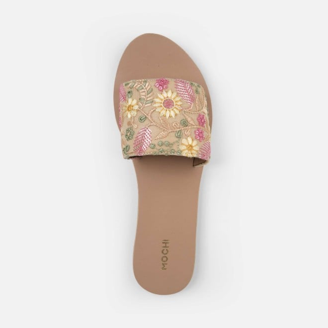 Mochi Women Beige Casual Slippers (SKU: 41-533-20-36)