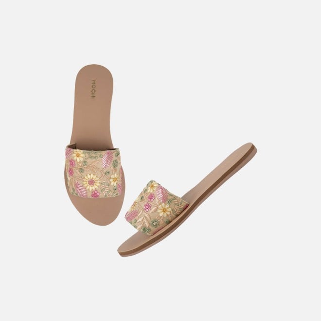 Mochi Women Beige Casual Slippers (SKU: 41-533-20-36)