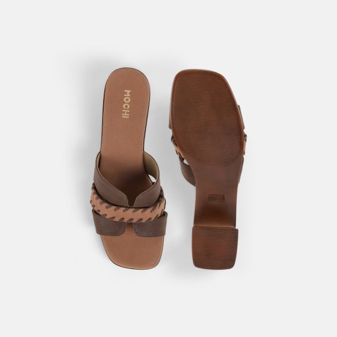 Mochi Women Brown Casual Slip Ons (SKU: 41-552-12-36)