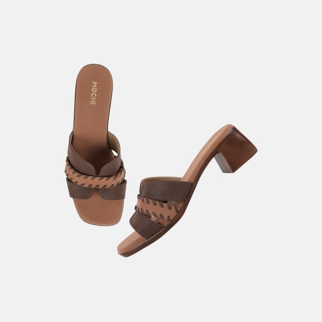 Mochi Women Brown Casual Slip Ons (SKU: 41-552-12-36)