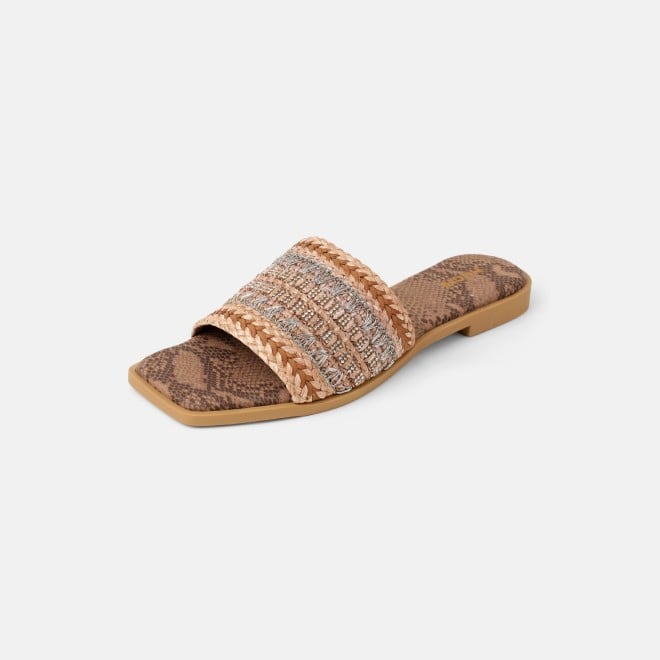 Mochi Women Tan Casual Slippers (SKU: 41-584-23-36)