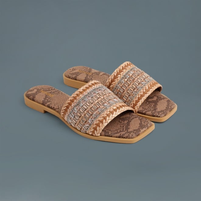 Mochi Women Tan Casual Slippers (SKU: 41-584-23-36)