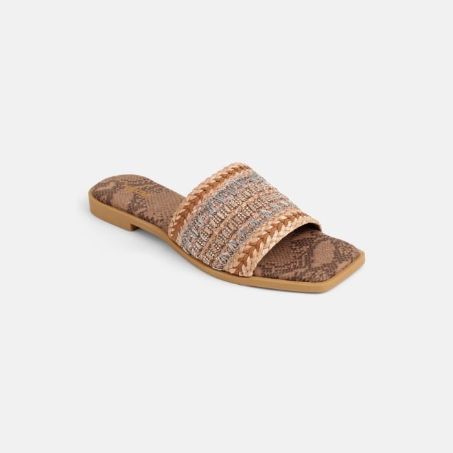 Mochi Women Tan Casual Slippers (SKU: 41-584-23-36)